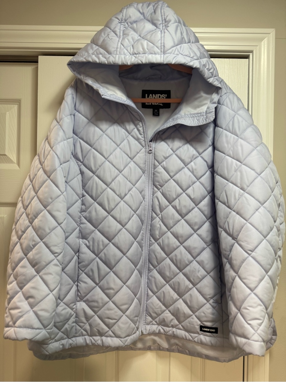 Lands' End Light Lavender Quilted Puffer Jacket with Hood